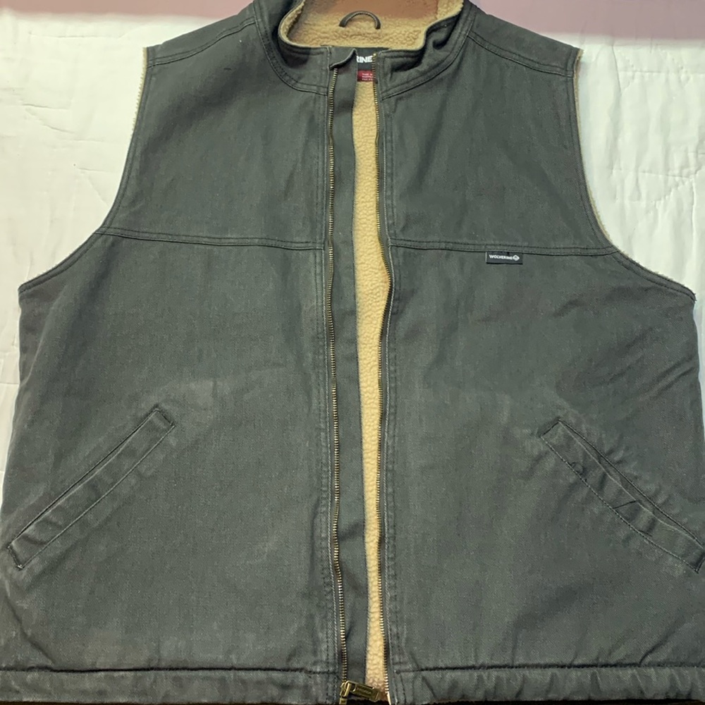 Wolverine Men's XL Upland Vest Black Fleece Sherpa Lined Denim Canvas Workwear‎